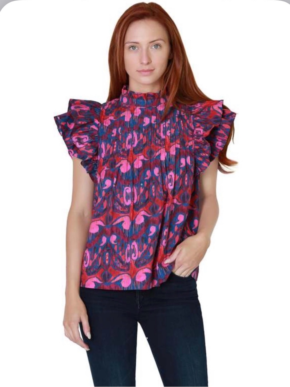 OLIPHANT
PINTUCK RUFFLE TOP - KAZAK BLUE - Picture 4 of 4